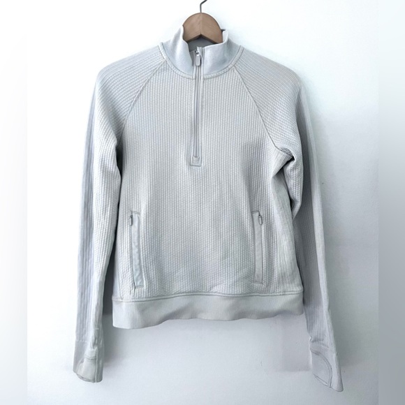 lululemon athletica Tops - Lululemon | Quarter-Zip Pullover Woven Texture Front Pocket Size S/6 Light Blue